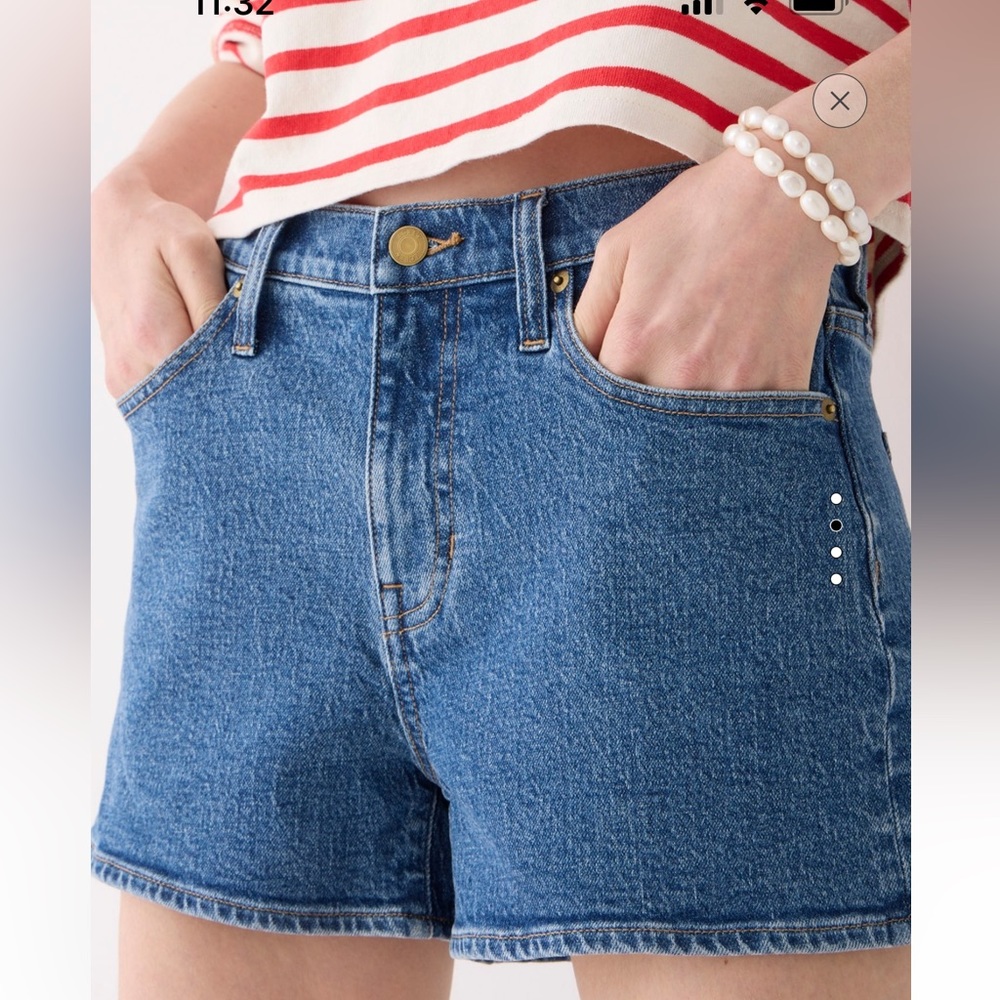 JCrew High-rise A-line denim short in ancient laurel wash